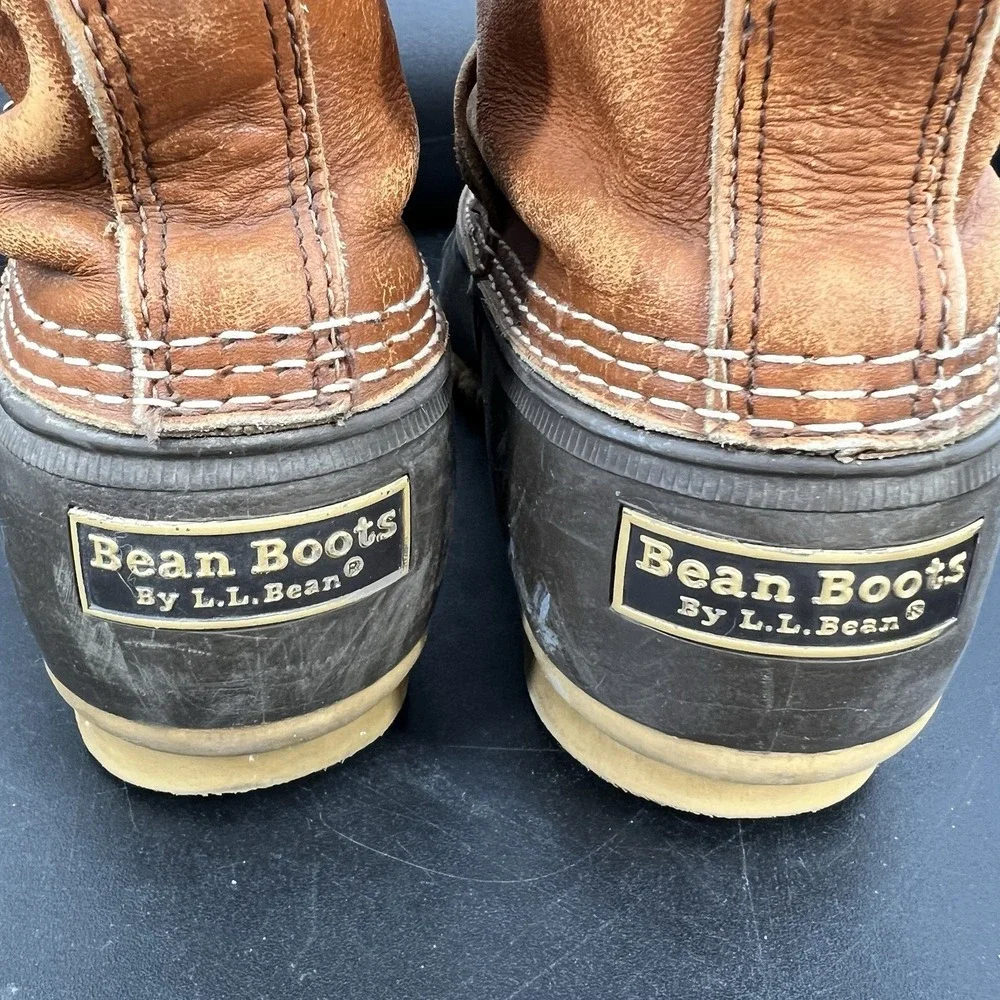 LL Bean Maine‎ Hunting Shoe Vintage Duck Boots Brown Leather Mens 10 Made USA